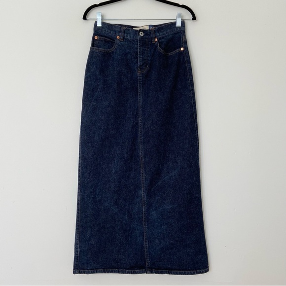 Vintage 90s GAP Low Rise Denim Maxi Skirt Dark Wash size 1 - Picture 4 of 8